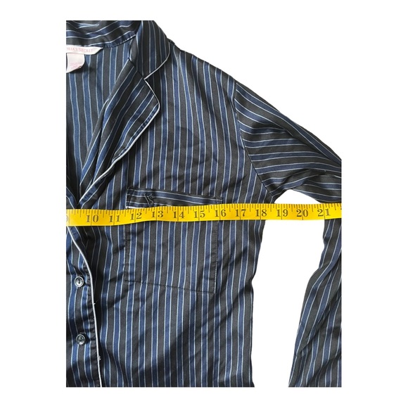 VICTORIA’S SECRET Pinstriped Matching Pajama Set Black and Blue Size Small Short - Picture 6 of 12